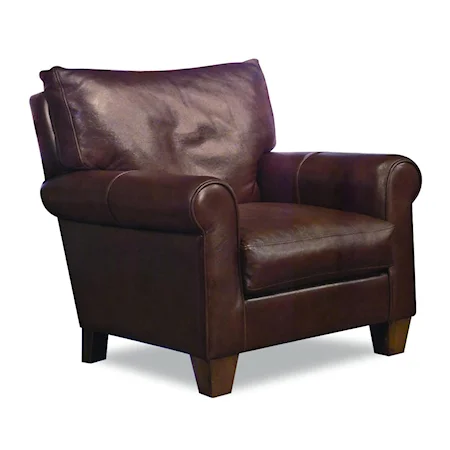 Transitional Stationary Leather Upholstered Chair